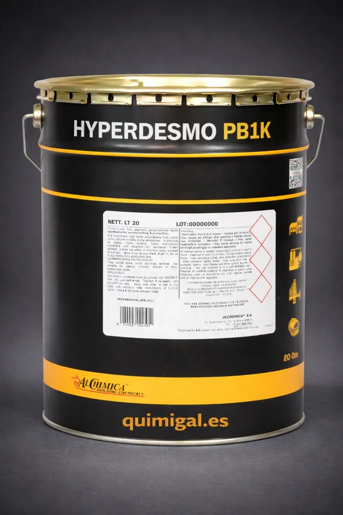 HYPERDESMO PB1K – Membrana tixotrópica poliuretano-bitumen para remates y sellado de láminas asfálticas, EPDM y PVC (1Kg)